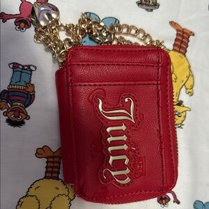 Juicy Couture Red Card Holder with Gold Chain